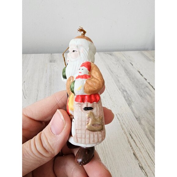 Porcelain Santa ornament sled elf set Xmas tree Santa's - Picture 3 of 13